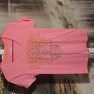 Bright Pink orange gray fun paisley floral Womens Medium Tshirt